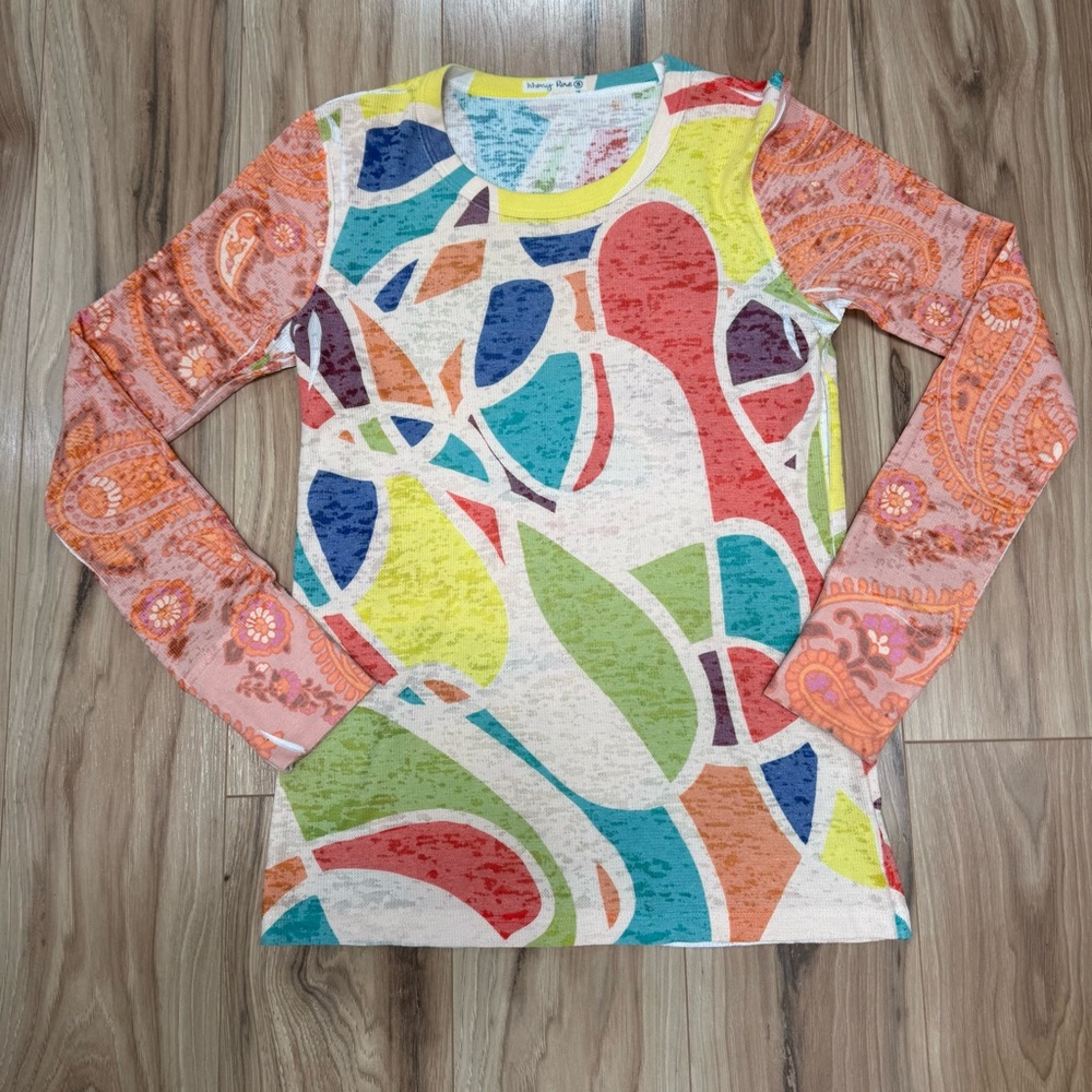 Whimsy Rose Multicolor Baby Waffle Knit Thermal Paisley Artsy Made USA Boho S